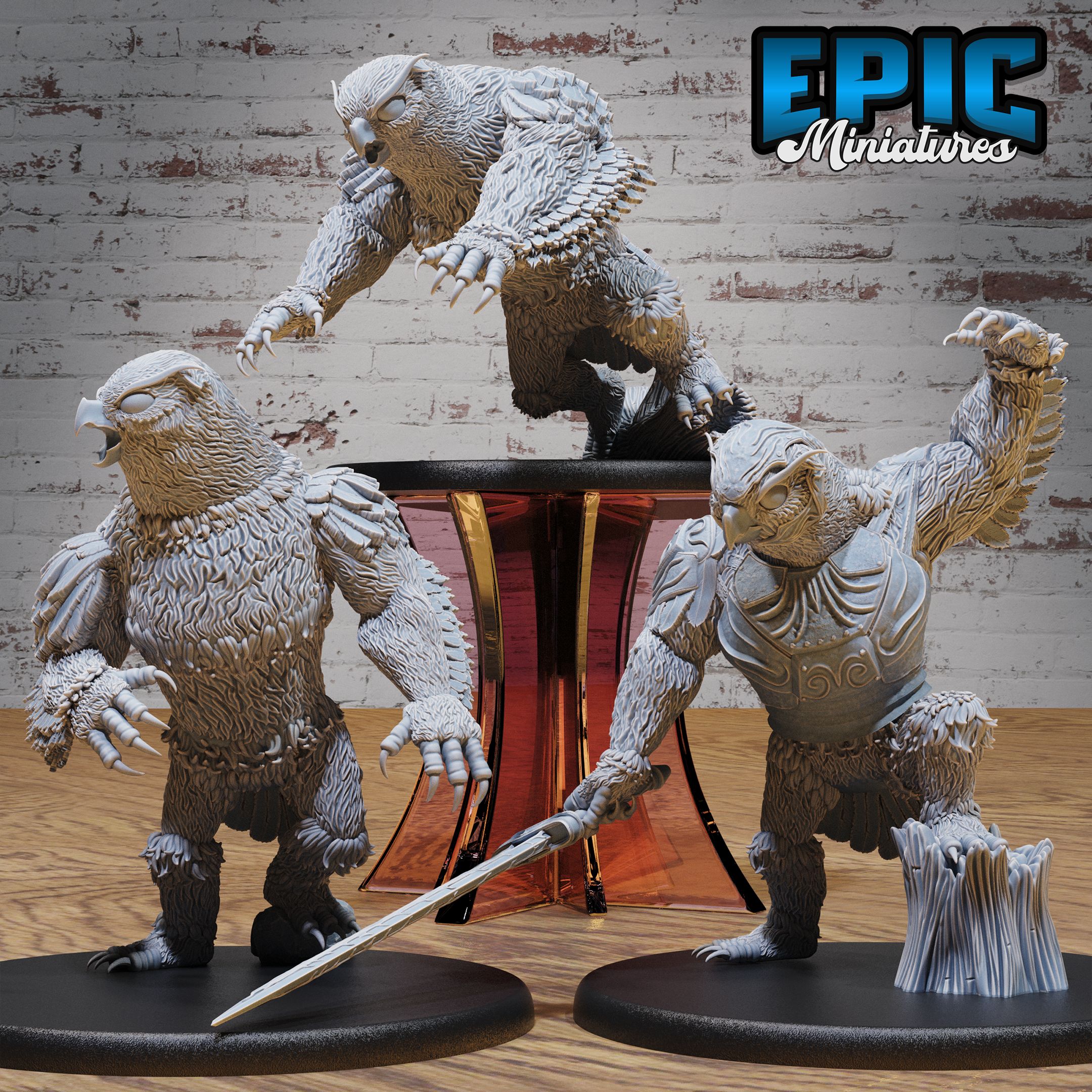 Fabled Owl Bear Set / Owlbear Creature / Forest Beast / Woodland Predator / Mythical Nature Monster / Fantasy Guard Spawn / Wild Animal Encounter